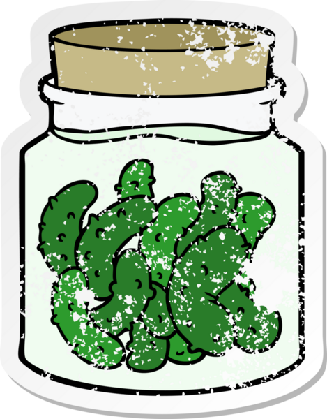 Bir insan tarafından çizilmiş turşu turşusu karikatürünün sıkıntılı çıkartması.