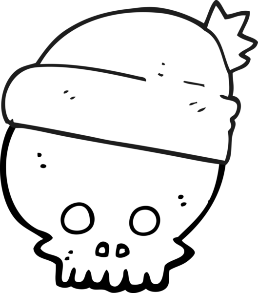 Bir insan tarafından çizilmiş siyah beyaz bir kafatası.