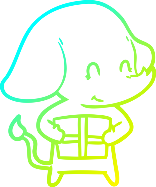 Bir insan tarafından çizilmiş şirin bir filin soğuk gradyan çizgisi.