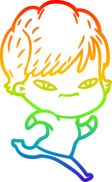 gökkuşağı gradyan çizimi bir insan tarafından çizilmiş mutlu bir kadın çizgi