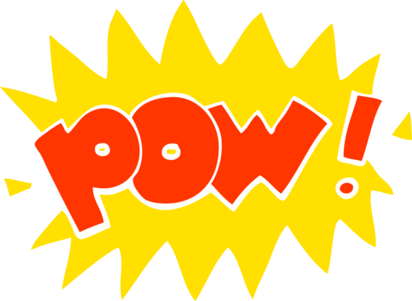 bir insan tarafından çizilmiş pow sembolünün düz renk çizimi