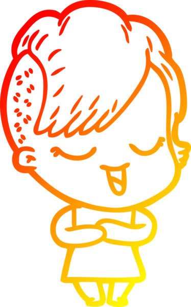 Bir insan tarafından çizilmiş mutlu bir çizgi film kızı çizimi