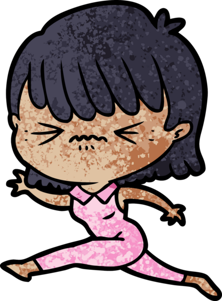 Bir insan tarafından çizilmiş çizgi film kadını.