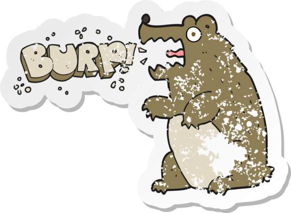 Bir insan tarafından çizilen geğiren ayı çizgi filminin gerilimli yapıştırması.