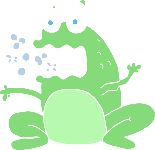 Bir insan tarafından çizilen geğiren kurbağanın düz renk çizimi