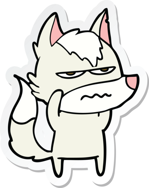 Bir insan tarafından çizilmiş kızgın bir kurdun çıkartması.