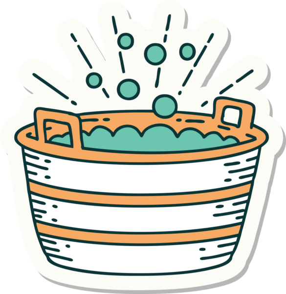 Bir insan tarafından çizilmiş dövme stili teneke bir banyo etiketi.