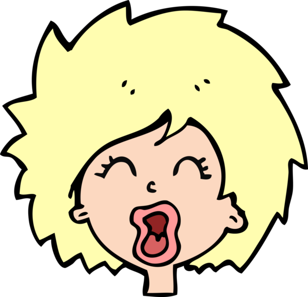 Bir insan tarafından çizilmiş bir karikatür kadın çığlık atıyor.