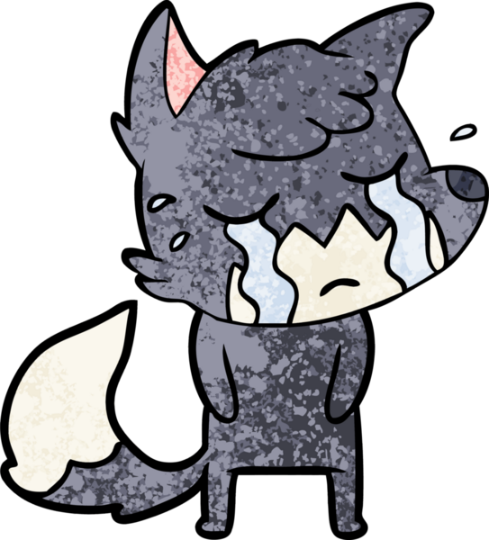 Bir insan tarafından çizilmiş ağlayan tilki çizgi filmi.