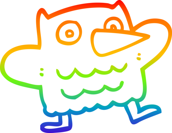 gökkuşağı gradyan çizimi bir insan tarafından çizilmiş komik bir baykuş çizimi