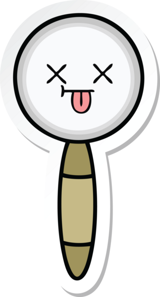 Bir insan tarafından çizilmiş şirin bir çizgi film büyütecinin çıkartması.