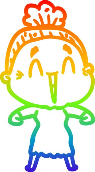 Gökkuşağı gradyan çizgi çizimi Bir insan tarafından çizilmiş mutlu yaşlı kadın