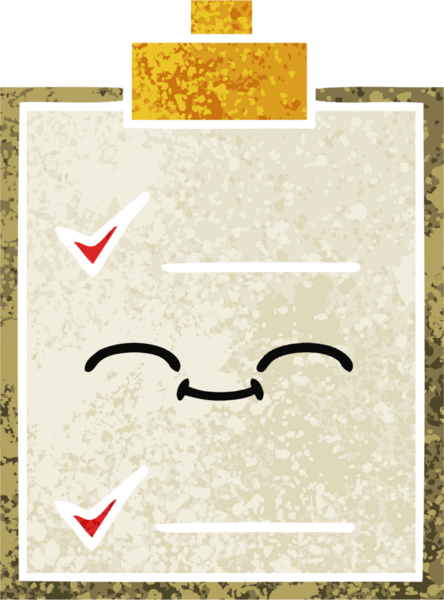 Bir insan tarafından çizilmiş bir kontrol listesinin retro illüstrasyon tarzı karikatürü