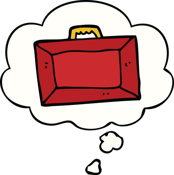 Bir insan tarafından çizilmiş düşünce baloncuklu çizgi film çantası.