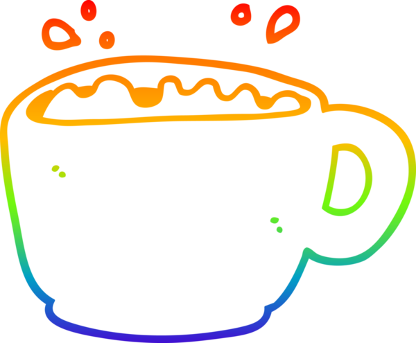 gökkuşağı gradyan çizgi çizimi bir insan tarafından çizilmiş bir kahve fincanı