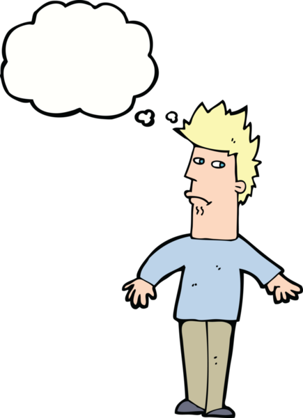 Bir insan tarafından çizilmiş düşünce balonlu endişeli bir adam.