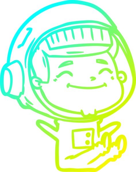 Bir insan tarafından çizilmiş mutlu bir astronotun soğuk gradyan çizimi.