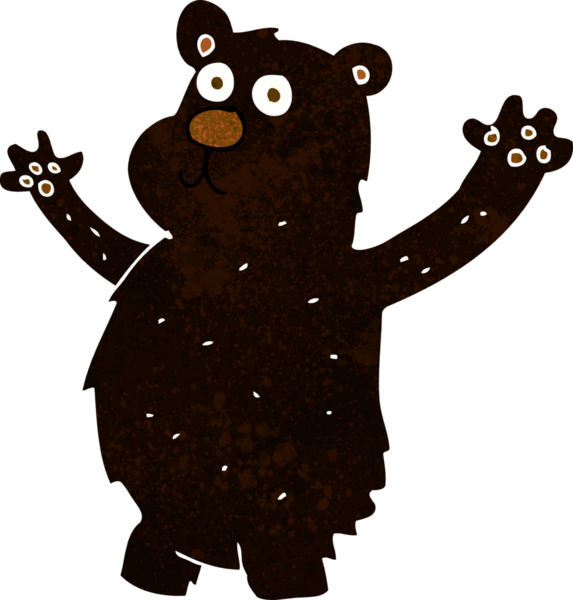 Bir insan tarafından çizilmiş komik siyah ayı.