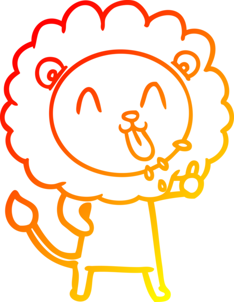 Bir insan tarafından çizilmiş mutlu çizgi film aslanının sıcak çizgi çizimi