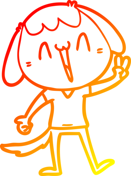 Bir insan tarafından çizilmiş gülen bir köpeğin sıcak çizgi çizimi.