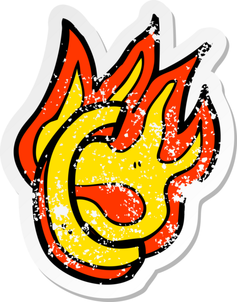 Bir insan tarafından çizilmiş yanan bir karikatürün gerilimli yapıştırması.