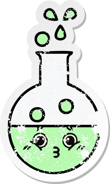 Bir insan tarafından çizilmiş şirin bir çizgi film test tüpünün sıkıntılı çıkartması.