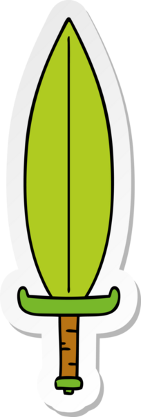 Bir insan tarafından çizilmiş sihirli bir yaprak bıçağının el çizimi karikatürü.