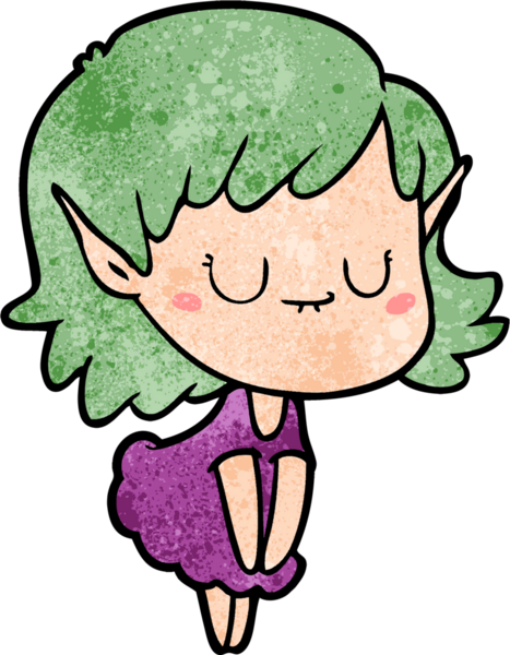 Bir insan tarafından çizilmiş mutlu elf kızı.