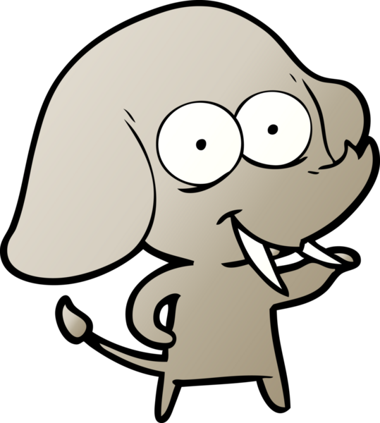 Bir insan tarafından çizilmiş mutlu bir fil.