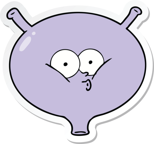 Bir insan tarafından çizilmiş karikatür mesanesi çıkartması.