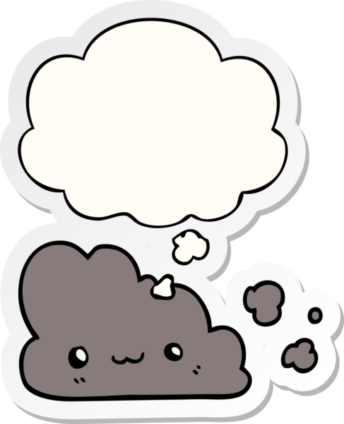 Düşünce baloncuklu şirin çizgi film bulutu insan tarafından çizilmiş bir çıkartma gibi.