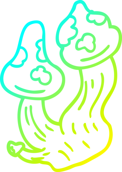 Bir insan tarafından çizilmiş ölümcül mantarların soğuk gradyan çizimi.