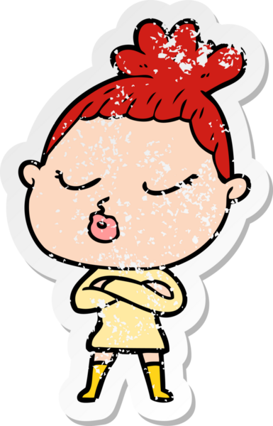 Bir insan tarafından çizilmiş sakin bir karikatür çıkartması.