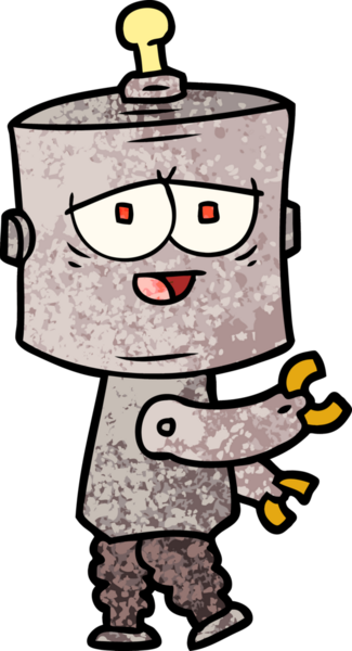 Bir insan tarafından çizilmiş çizgi film robotu