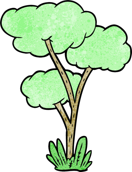 Bir insan tarafından çizilmiş çizgi film ağacı.