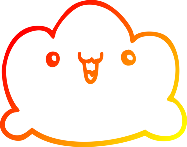 Bir insan tarafından çizilen karikatür bulutunun sıcak gradyan çizimi