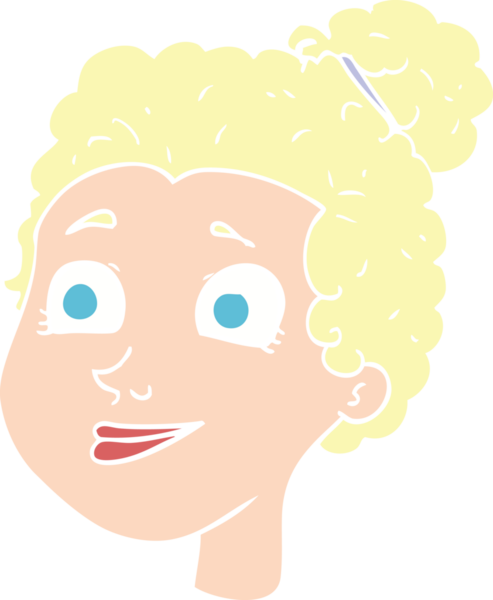 Bir insan tarafından çizilmiş kadın yüzünün düz renk çizimi