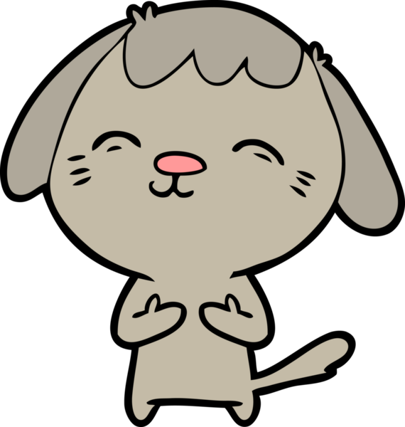 Bir insan tarafından çizilmiş mutlu çizgi film köpeği.