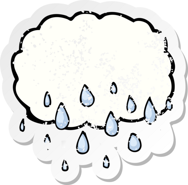 Bir insan tarafından çizilmiş yağmur bulutu karikatürünün gerilemiş yapıştırması
