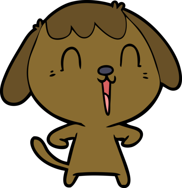 Bir insan tarafından çizilmiş şirin bir çizgi film köpeği.