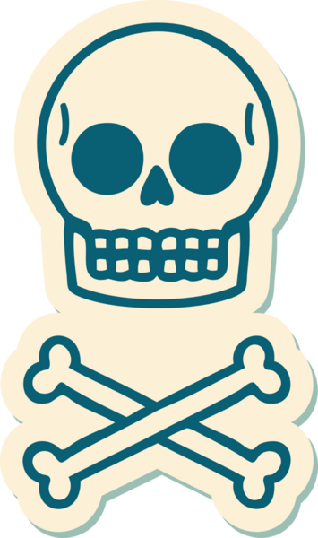 Bir insan tarafından çizilmiş bir kafatasının geleneksel stiliyle dövme çıkartması.