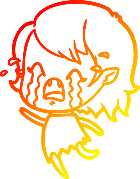 Bir insan tarafından çizilmiş ağlayan vampir kız çizgi filmi.