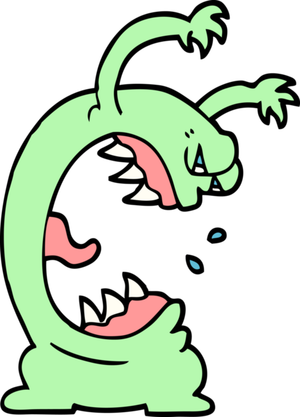 Bir insan tarafından çizilmiş karikatür tarzı bir canavar.