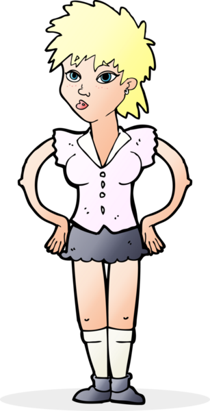 Bir insan tarafından çizilmiş kalçaları olan çizgi film kadını.