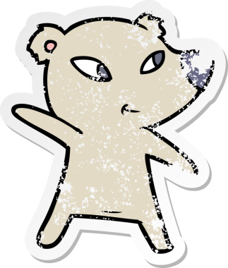 Bir insan tarafından çizilmiş şirin bir ayının sıkıntılı çıkartması.