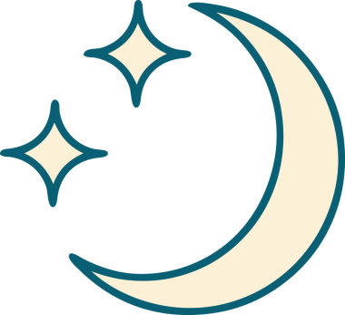 Bir insanın çizdiği ikonik ay ve yıldız dövmesi.