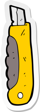 Bir insan tarafından çizilmiş karikatür inşaat bıçağı çıkartması.