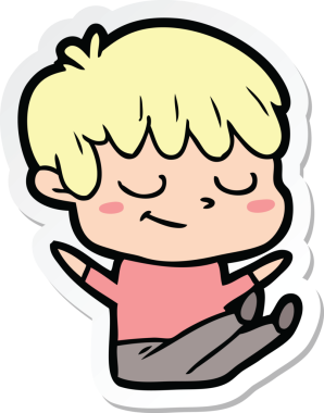 Bir insan tarafından çizilmiş mutlu bir çocuğun çıkartması.