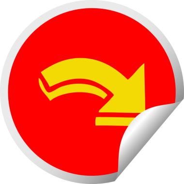 Bir insan tarafından çizilmiş işaretli okun dairesel kabuk soyucu karikatürü