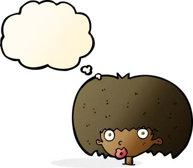 Bir insan tarafından çizilmiş düşünce balonlu bir karikatür.